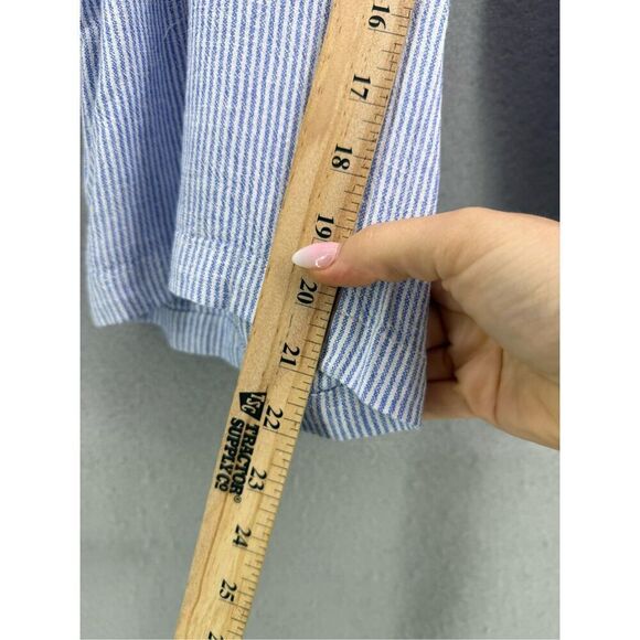 Per Se Womens Blue White Striped Drawstring Linen Blend Cropped Pants Size 1X - Picture 8 of 9